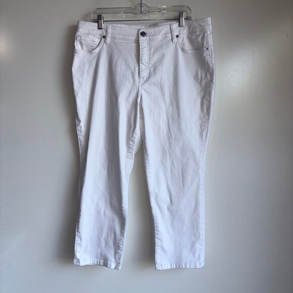 Tommy Bahama Ella Twill High Rise Crop Jeans Size 16 White - Picture 1 of 13